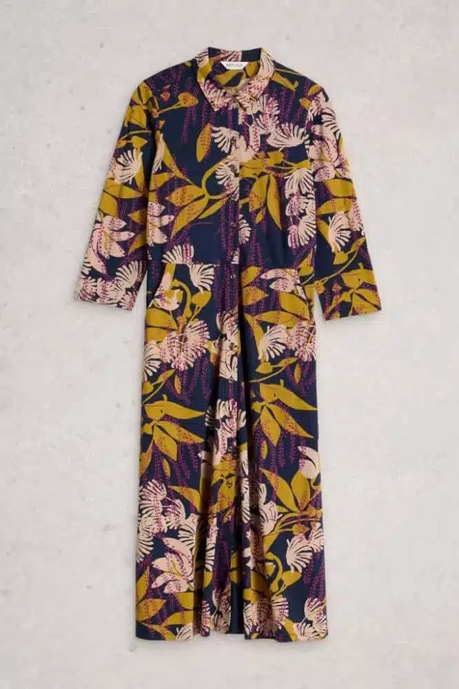 White Stuff Rua Jersey Shirt Dress Navy Multi - La Vie en Rose Damesmode