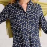 White Stuff Rua Jersey Shirt Dress Navy Print - La Vie en Rose Damesmode