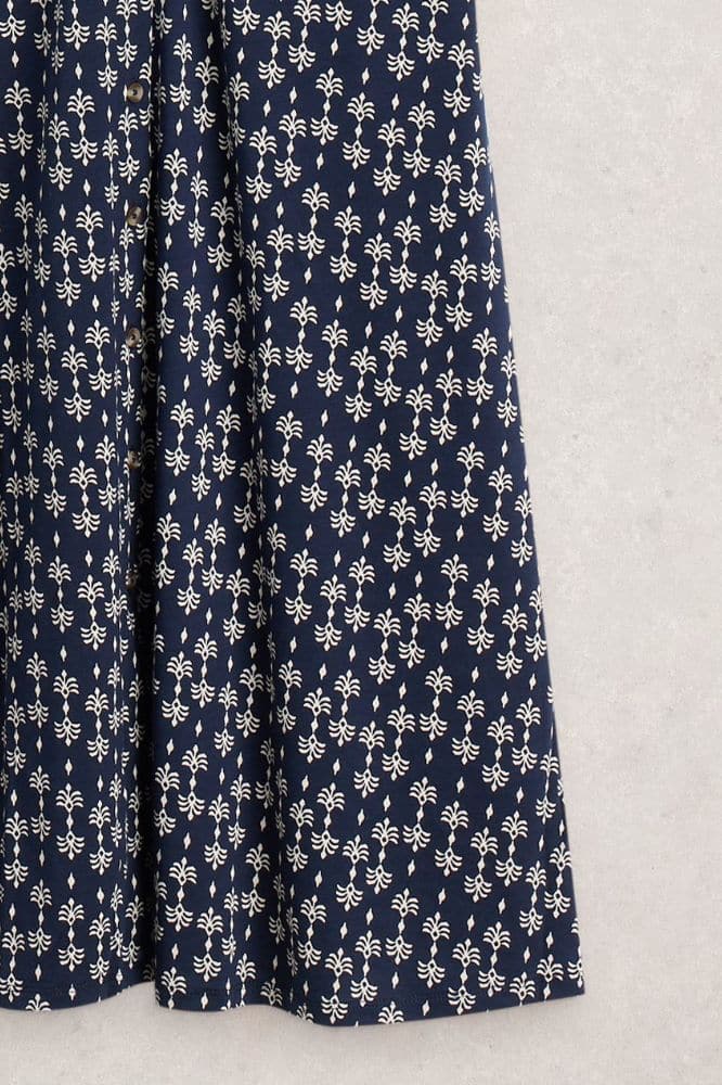 White Stuff Rua Jersey Shirt Dress Navy Print - La Vie en Rose Damesmode