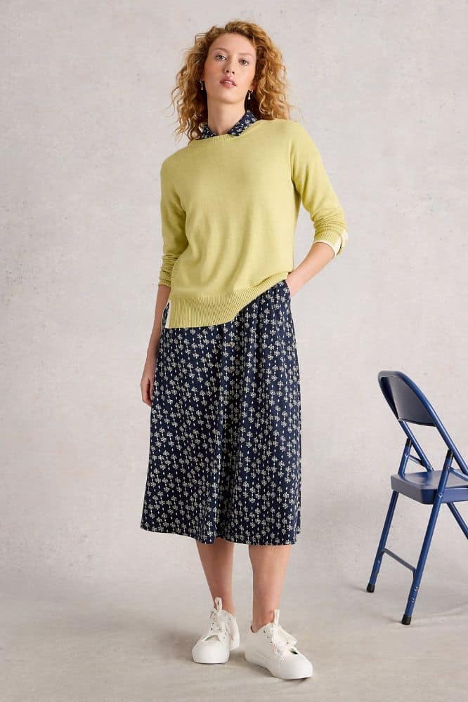 White Stuff Rua Jersey Shirt Dress Navy Print - La Vie en Rose Damesmode