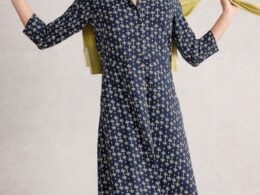 White Stuff Rua Jersey Shirt Dress Navy Print - La Vie en Rose Damesmode