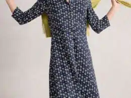 White Stuff Rua Jersey Shirt Dress Navy Print - La Vie en Rose Damesmode