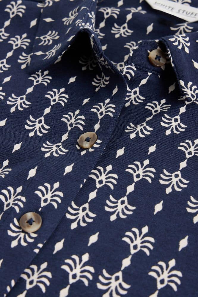 White Stuff Rua Jersey Shirt Dress Navy Print - La Vie en Rose Damesmode