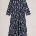 White Stuff Rua Jersey Shirt Dress Navy Print - La Vie en Rose Damesmode