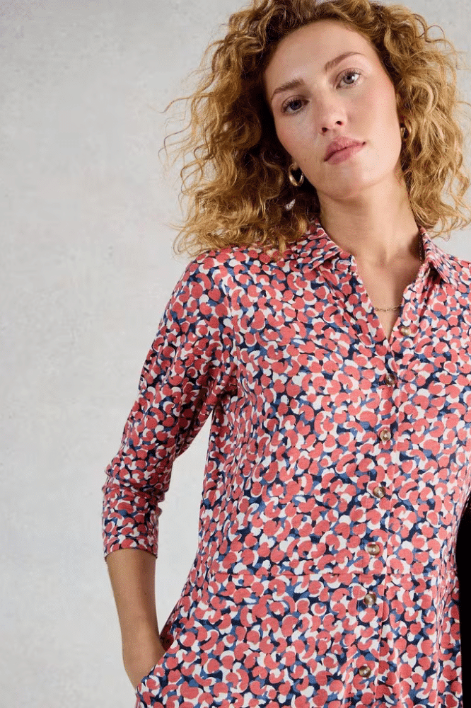 White Stuff Rua Jersey Shirt Dress Pink Multi - La Vie en Rose Damesmode