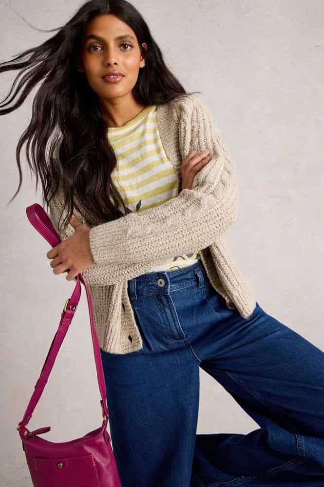 White Stuff Sally Slub Cardigan Natural Multi - La Vie en Rose Damesmode