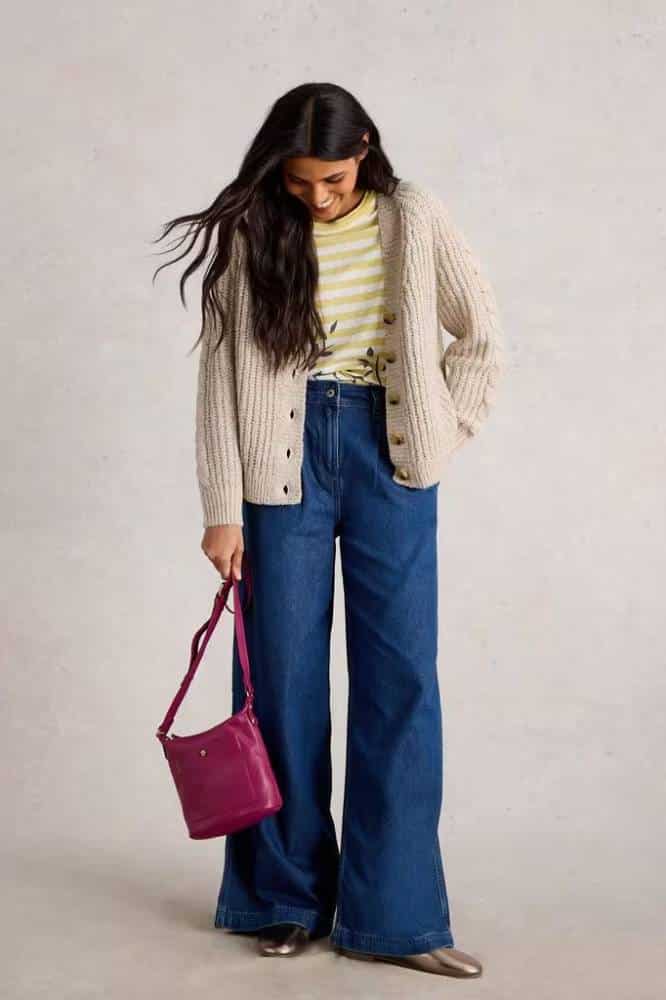 White Stuff Sally Slub Cardigan Natural Multi - La Vie en Rose Damesmode