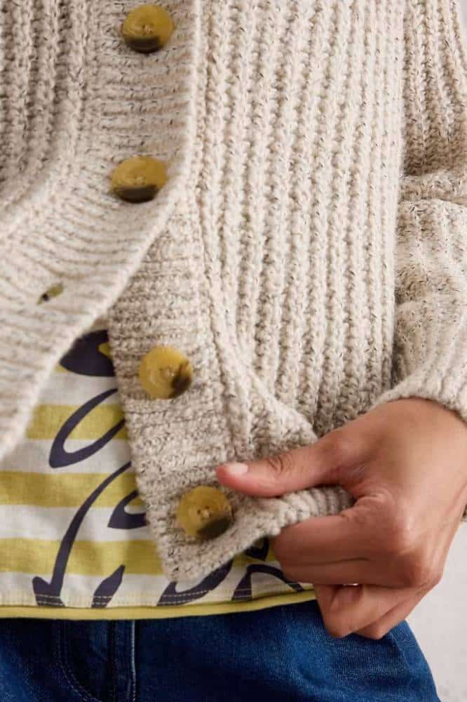 White Stuff Sally Slub Cardigan Natural Multi - La Vie en Rose Damesmode