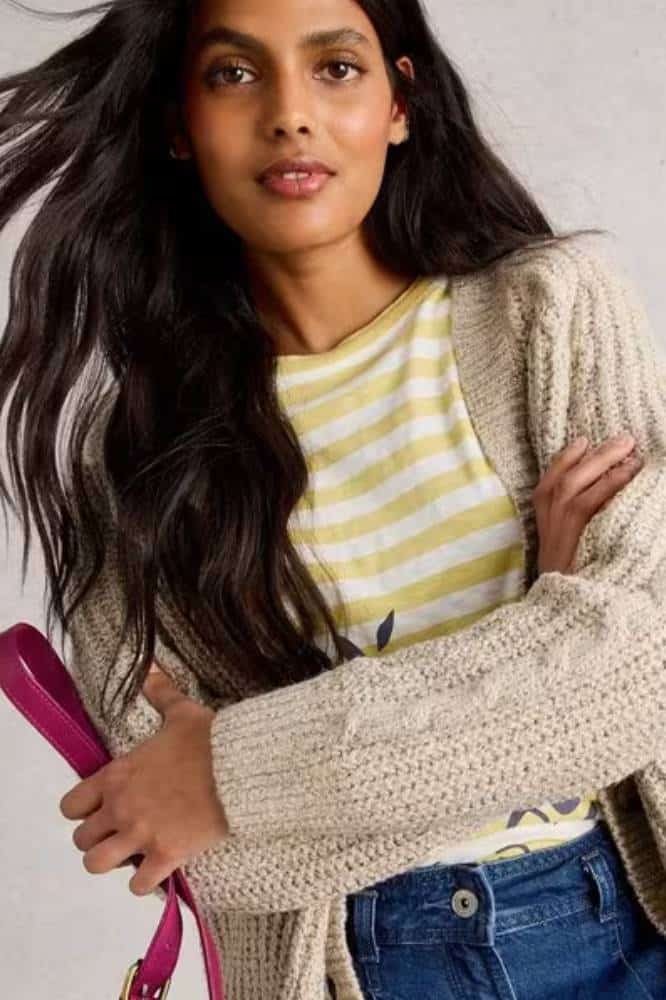 White Stuff Sally Slub Cardigan Natural Multi - La Vie en Rose Damesmode