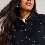 White Stuff Sophie Cord Shirt Navy Multi- La Vie en Rose Damesmode