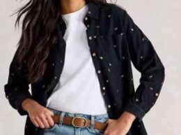 White Stuff Sophie Cord Shirt Navy Multi- La Vie en Rose Damesmode