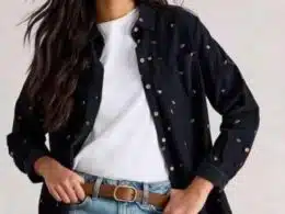 White Stuff Sophie Cord Shirt Navy Multi- La Vie en Rose Damesmode