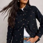 White Stuff Sophie Cord Shirt Navy Multi- La Vie en Rose Damesmode