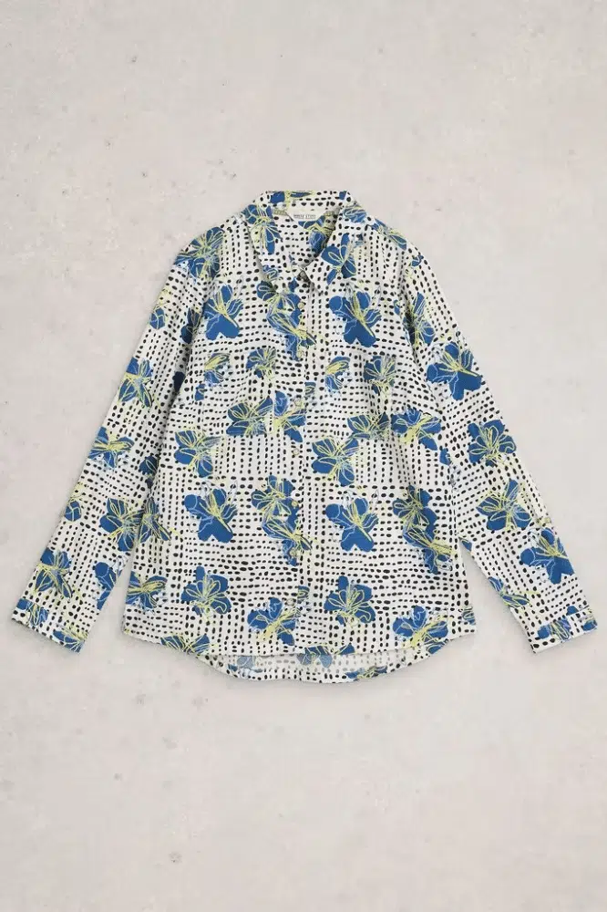 White Stuff Sophie Organic Cotton Shirt Ivory Print - La Vie en Rose Damesmode