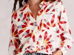 White Stuff Sophie Organic Cotton Shirt Ivory Print - La Vie en Rose Damesmode