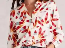 White Stuff Sophie Organic Cotton Shirt Ivory Print - La Vie en Rose Damesmode