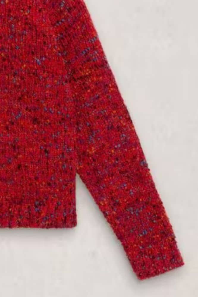 White Stuff Texture V Neck J umper Mid Red - La Vie en Rose Damesmode