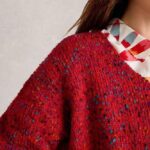 White Stuff Texture V Neck J umper Mid Red - La Vie en Rose Damesmode