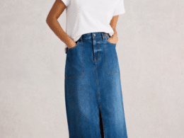 White Stuff Tia Denim Midi Skirt Mid Denim