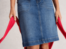 White Stuff Tia Denim Midi Skirt Mid Denim