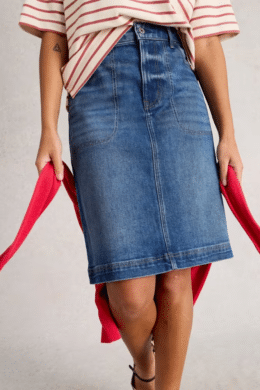 White Stuff Tia Denim Midi Skirt Mid Denim
