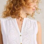 White Stuff Tulip Jersey Sleeveless Shirt Brilliant White - La Vie en Rose Damesmode
