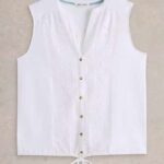 White Stuff Tulip Jersey Sleeveless Shirt Brilliant White - La Vie en Rose Damesmode
