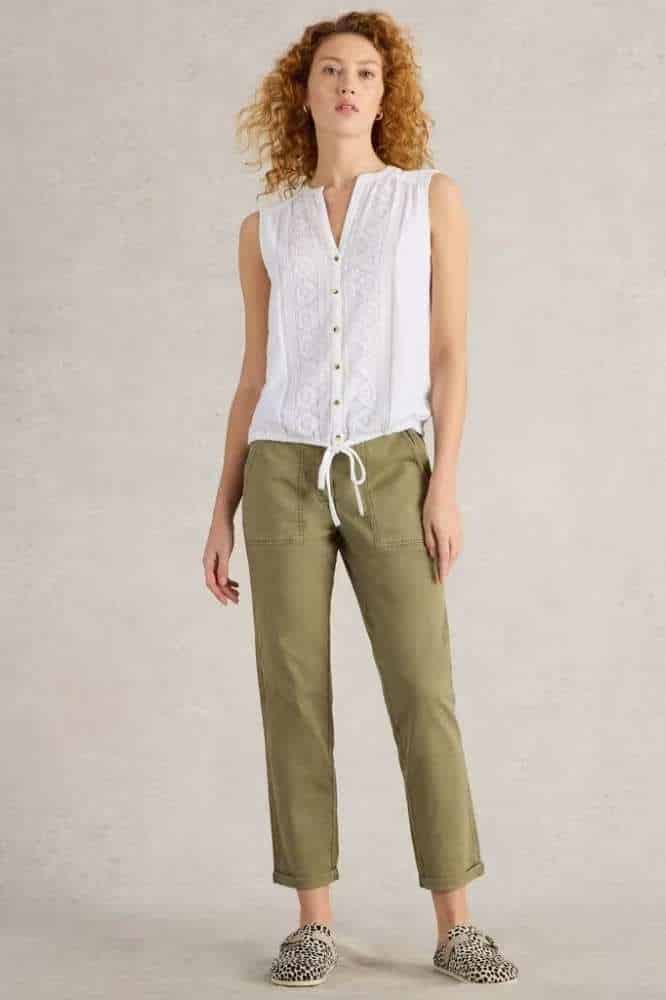 White Stuff Tulip Jersey Sleeveless Shirt Brilliant White - La Vie en Rose Damesmode