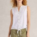 White Stuff Tulip Jersey Sleeveless Shirt Brilliant White - La Vie en Rose Damesmode