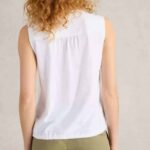 White Stuff Tulip Jersey Sleeveless Shirt Brilliant White - La Vie en Rose Damesmode