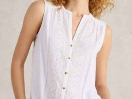 White Stuff Tulip Jersey Sleeveless Shirt Brilliant White - La Vie en Rose Damesmode