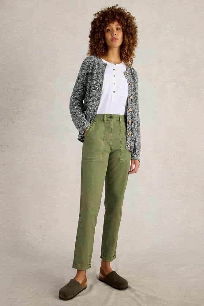 White Stuff Twister Chino Trouser Khaki Green - La Vie en Rose Damesmode
