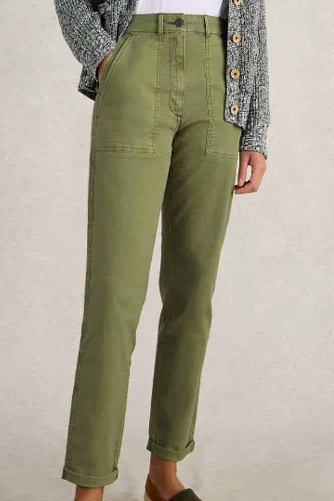 White Stuff Twister Chino Trouser Khaki Green - La Vie en Rose Damesmode