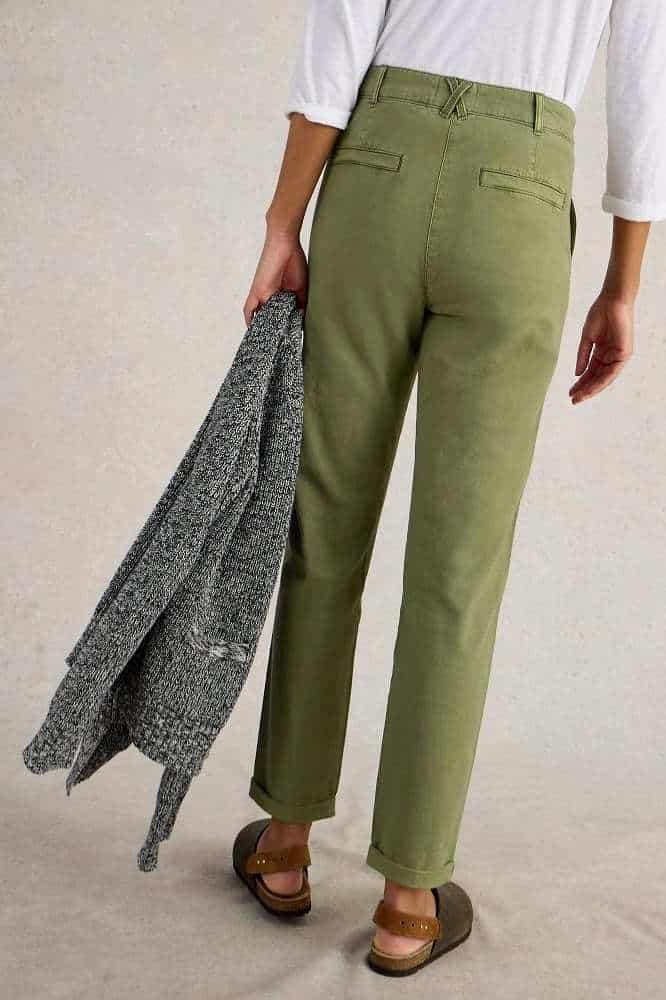 White Stuff Twister Chino Trouser Khaki Green - La Vie en Rose Damesmode