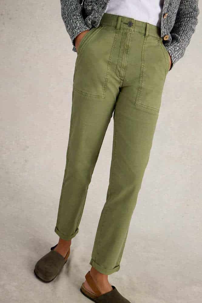 White Stuff Twister Chino Trouser Khaki Green - La Vie en Rose Damesmode