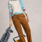 White Stuff Twister Cord Trousers Dark Tan - La Vie en Rose Damesmode