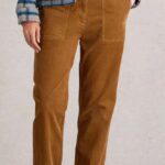 White Stuff Twister Cord Trousers Dark Tan - La Vie en Rose Damesmode