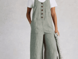 White Stuff Viola Linen Dungaree Mid Green