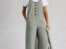 White Stuff Viola Linen Dungaree Mid Green