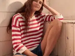 Seasalt Cornwall Knavock Jumper Cornish Chalk Scarlet