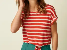 King Louie Aria Knot Shirt Marsy Linen Stripe Sun Orange