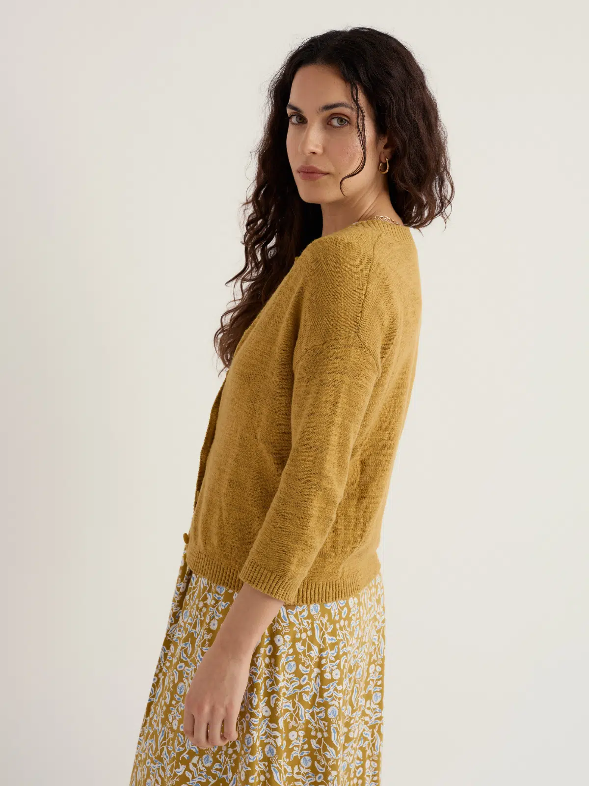 Seasalt Cornwall Pentire Steps Linen Organic Cotton Cardigan Tansy