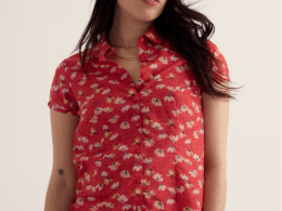 Seasalt Cornwall Rushmaker Shirt Echinacea Stems Tomato