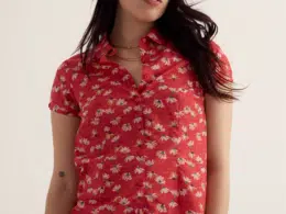 Seasalt Cornwall Rushmaker Shirt Echinacea Stems Tomato