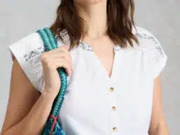 White Stuff Billie Embroidered Button Shirt Brilliant White