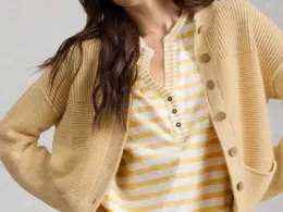 White Stuff Gigi Washed Cardi Light Yellow