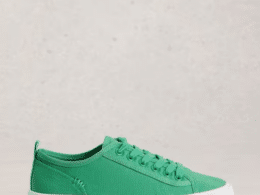 White Stuff Pippa Canvas Lace Up Trainer Bright Green