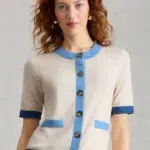 Whtie Stuff Charlotte Short Sleeve Cardi Ivory Multi - La Vie en Rose Damesmode (1)