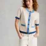 Whtie Stuff Charlotte Short Sleeve Cardi Ivory Multi - La Vie en Rose Damesmode (1)