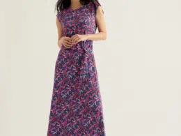 Seasalt Cornwall Fettling Dress Summer Fronds Purple Kale
